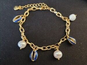 Mayamar Chain Charm Bracelet With Sea Shells And Pearls NEW